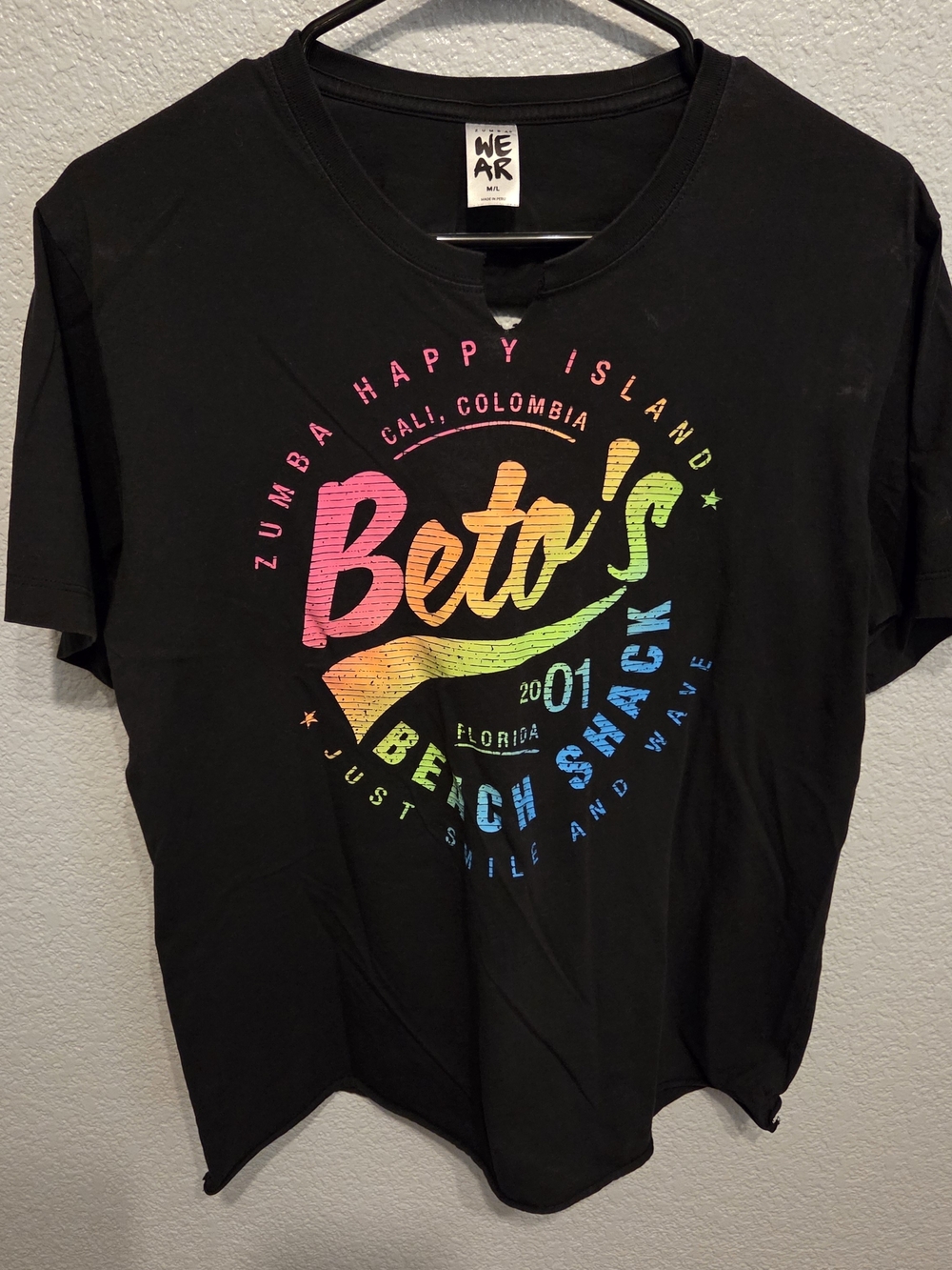 Zumba Fitness Black Tee with Rainbow 'Beto's' Graphic